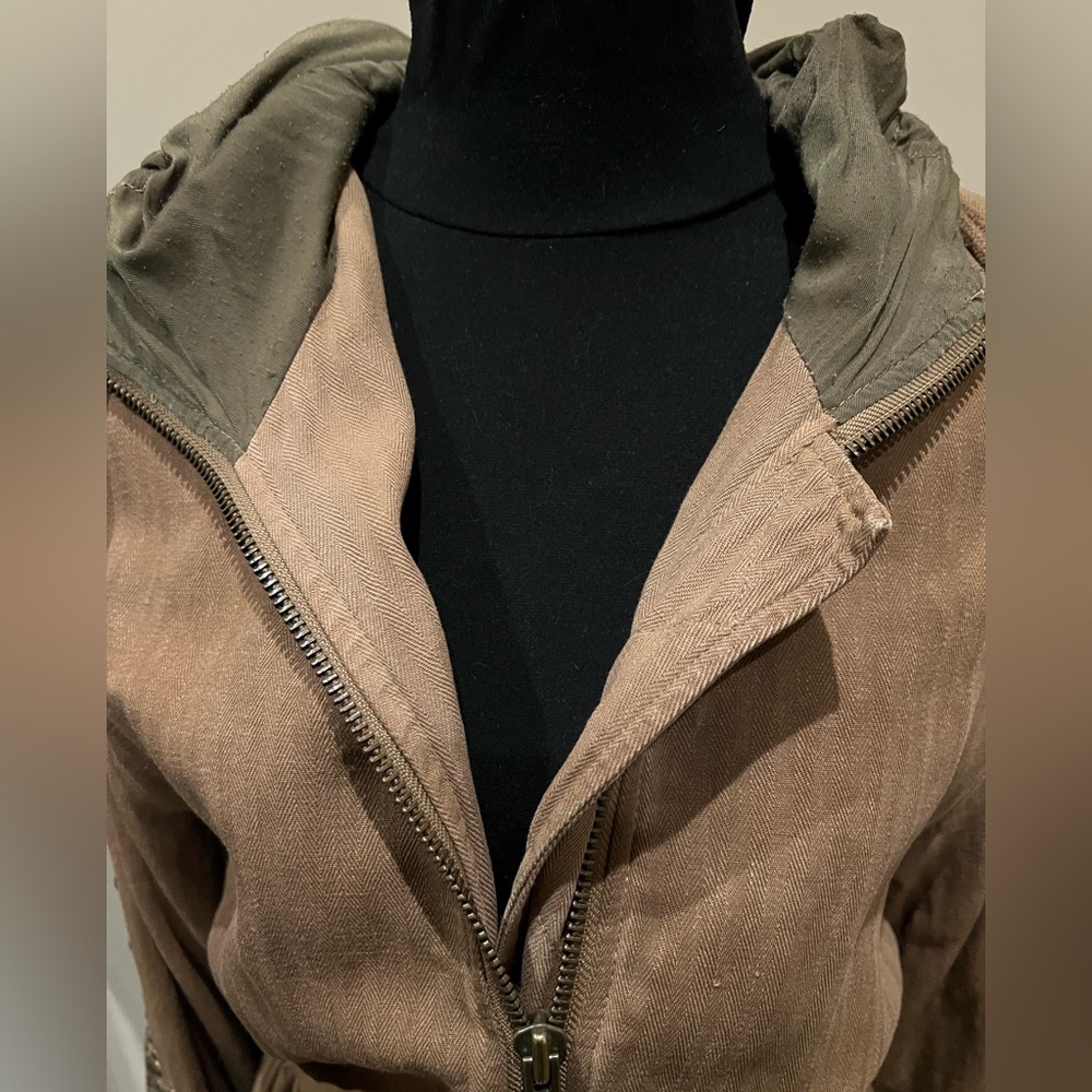 Free People Tan Parker Hooded Jacket Sz10 - Picture 7 of 16